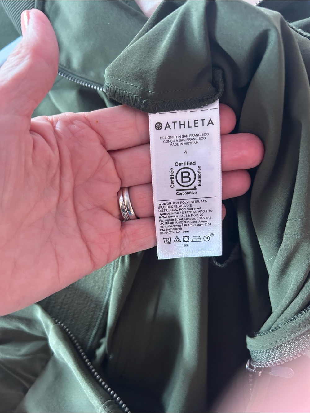 Athleta Sleeveless Olive Green Romper Size 4 - Picture 4 of 5